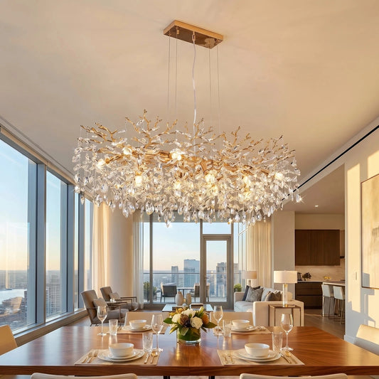 Arlgsite Tree Shaped Crystal Chandelier Dining Room Adjustable E12 Lamp