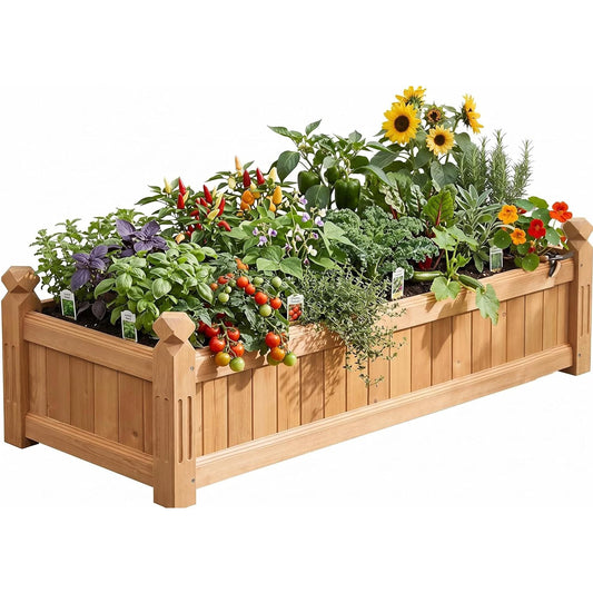 Acekool Rectangular Solid Timber Raised Garden Bed Planter Box