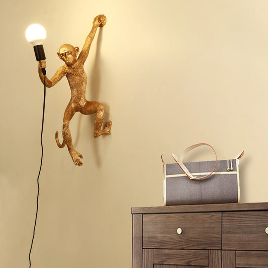 Bymaocar Monkey Resin Wall Lamp E26 Base For Home Decoration