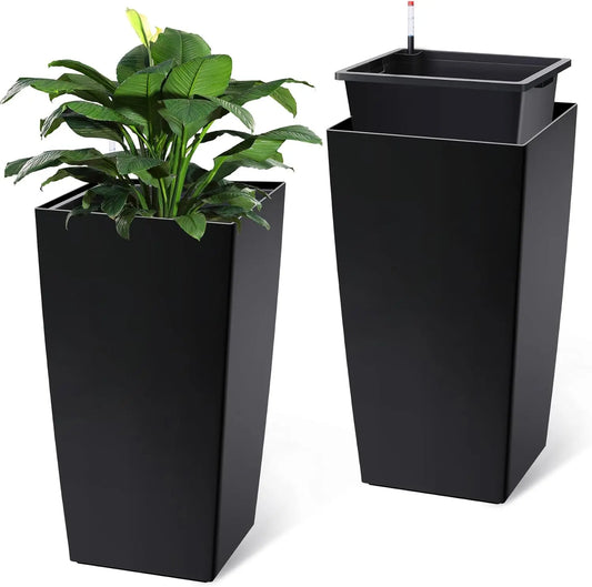 TACLEEKII Indoor Outdoor Self Watering Planters With Drainage Set