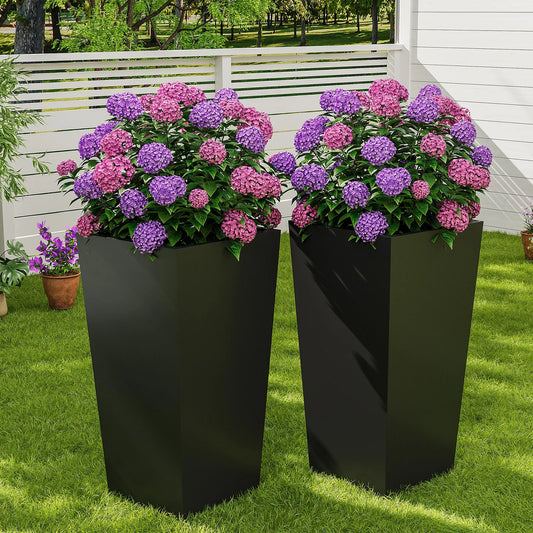 HisMiss Set Of 2 Self Watering Tall Planters With Drainage