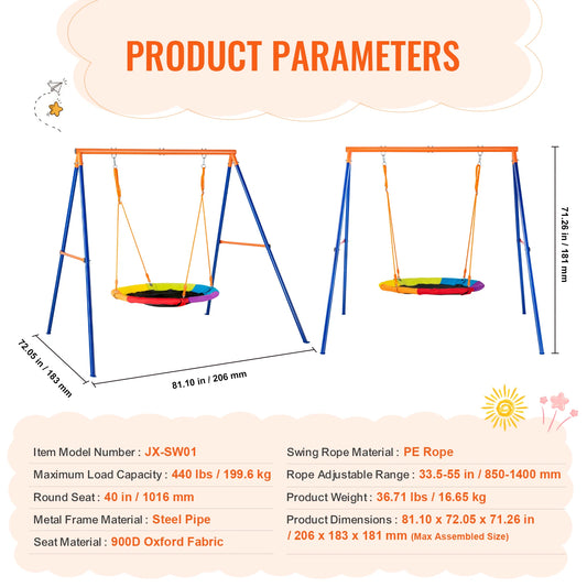 Succеbuy 600 Lb Wood And Steel Swing Set With Saucer Seat For Kids
