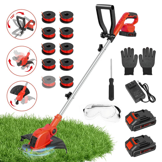 Cordless String Trimmer Rotatable Head Auto Line Feed Lawn Tool