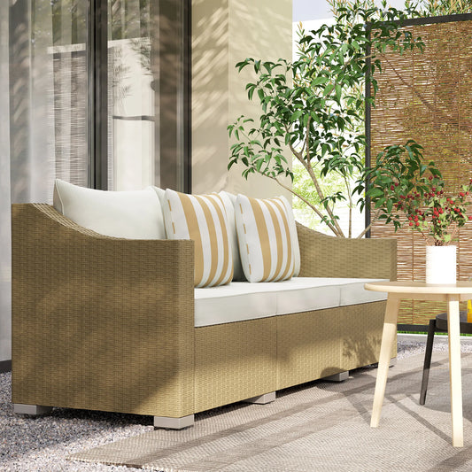 Outsunny Rattan Wicker Outdoor Patio Sofa with Cushions